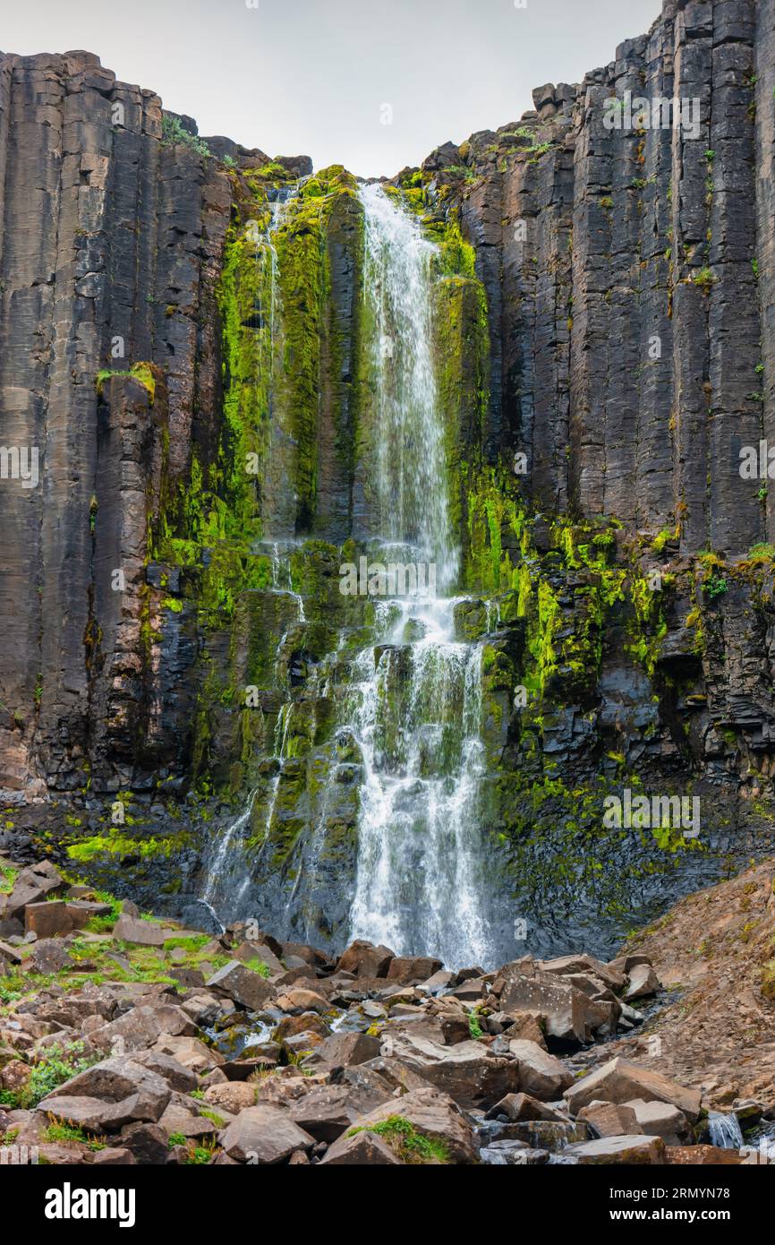 Cascade de Stuðlafoss au canyon de Studlagil, Islande Banque D'Images