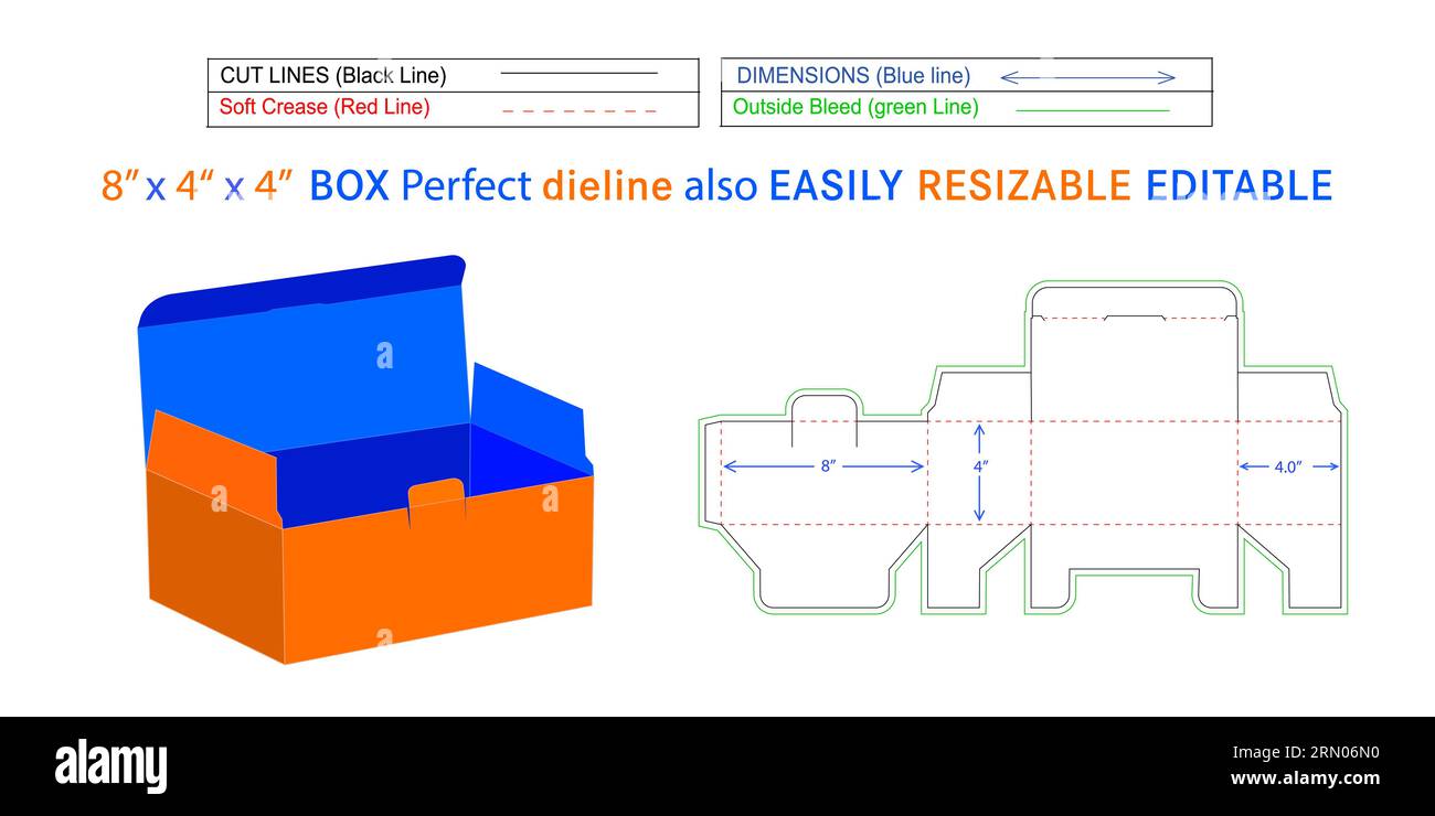 Ligne de matrice de boîte de masque chirurgical et fichier vectoriel de boîte 3D 8 x 4,0 x 4 pouces ligne de matrice de boîte également redimensionnable et modifiable Illustration de Vecteur