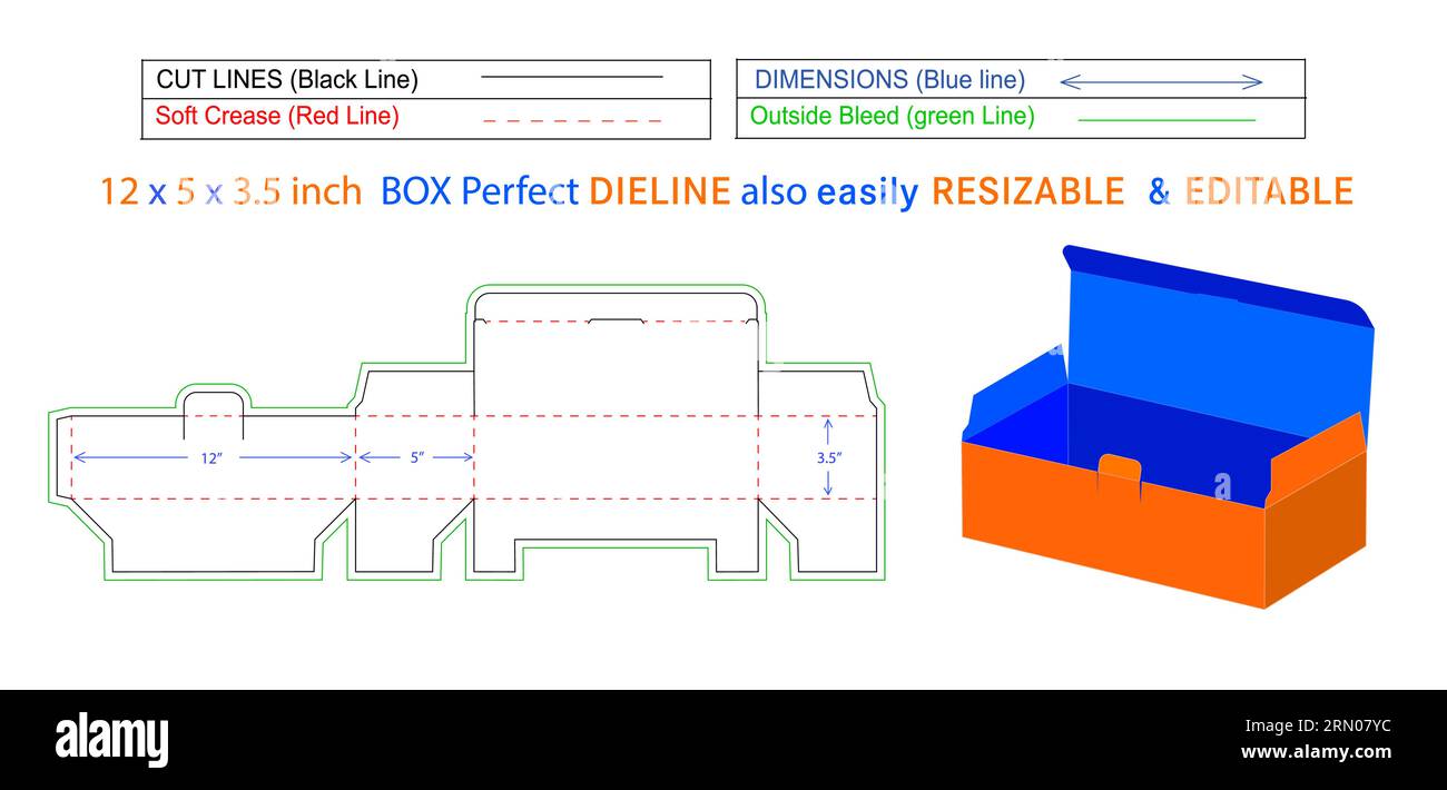 Ligne de matrice de boîte de masque chirurgical de grande taille et fichier vectoriel de boîte 3D 12 x 5 x 3,5 pouces ligne de matrice de boîte également redimensionnable et modifiable Illustration de Vecteur