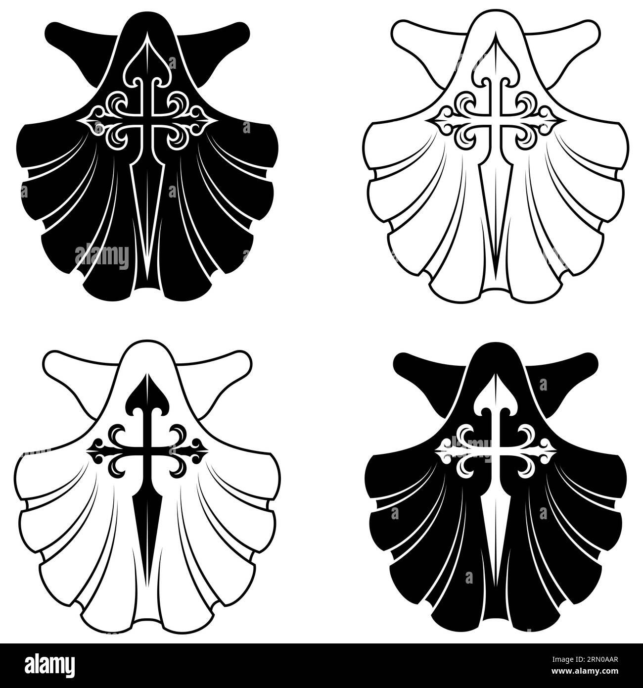 Conception vectorielle de symbologie chrétienne de l'apôtre santiago, Venera avec croix de l'apôtre santiago Illustration de Vecteur