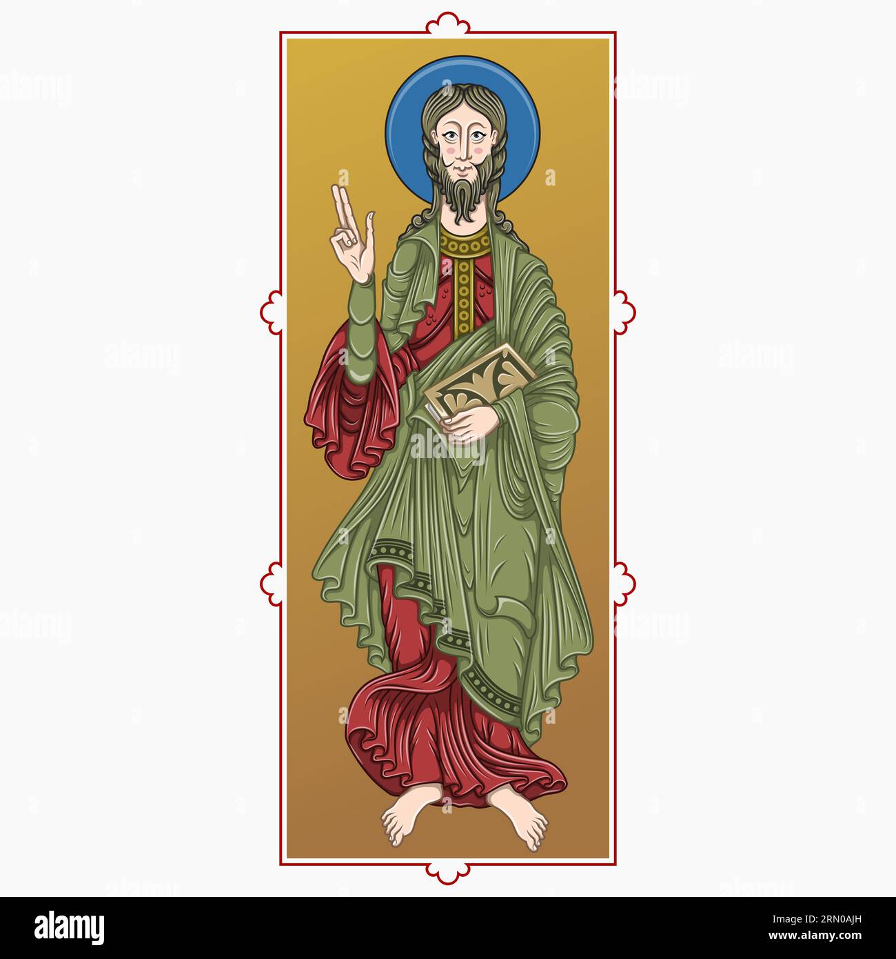 Vector design de Saint Jacques l'Apôtre tenant un codex, art chrétien du Moyen âge Illustration de Vecteur