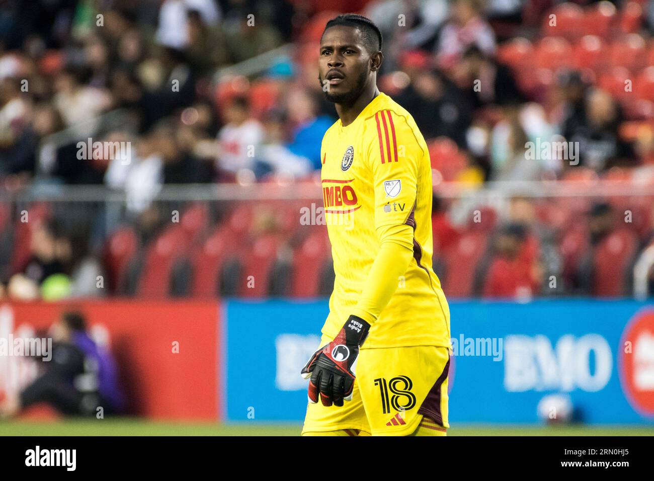 Toronto, Canada. 30 août 2023. Andre Blake, de Philadelphie #18, regarde pendant le match de la MLS entre le Toronto FC et Philadelphia Union au BMO Field. Score final ; Toronto 3:1 Philadelphie. (Photo Angel Marchini/SOPA Images/Sipa USA) crédit : SIPA USA/Alamy Live News Banque D'Images