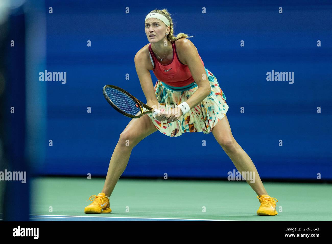 New York, États-Unis. 30 août 2023. Petra Kvitova, de Tchéquie, en action lors du 2e tour contre Caroline Wozniacki, de Danemark, aux US Open Championships au Billie Jean King tennis Center à New York, le 30 août 2023. Wozniacki a gagné en sets consécutifs. (Photo de Lev Radin/Sipa USA) crédit : SIPA USA/Alamy Live News Banque D'Images