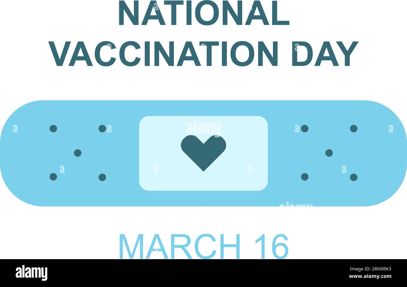 Célébration de la Journée nationale de vaccination le 16 mars Illustration vectorielle avec aide-bande.. Illustration de Vecteur