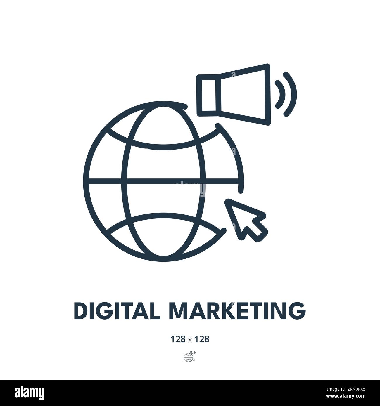 Icône Marketing numérique. Publicité, campagne, promotion. Contour modifiable. Icône vecteur simple Illustration de Vecteur