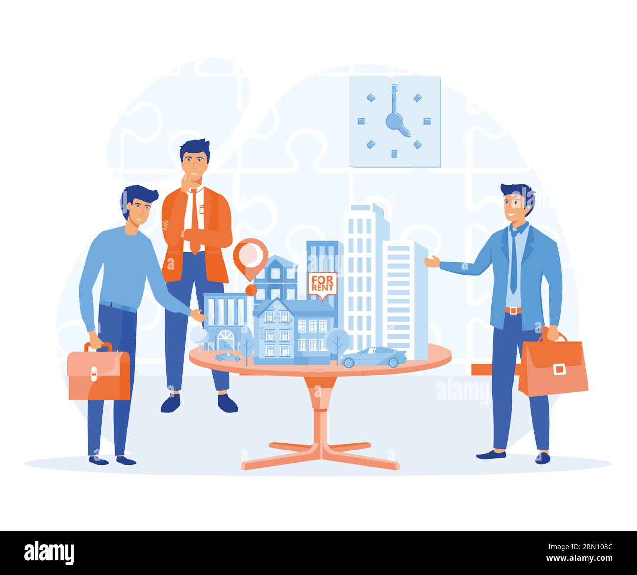 concept de réunion d'investisseurs de groupe. investissement immobilier d'entreprise. illustration moderne vectorielle plate Illustration de Vecteur