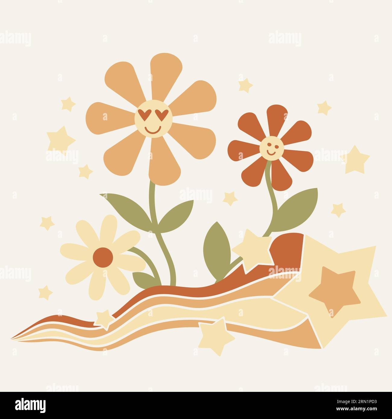 Daises Flowers et Shooting Stars Illustration de Vecteur