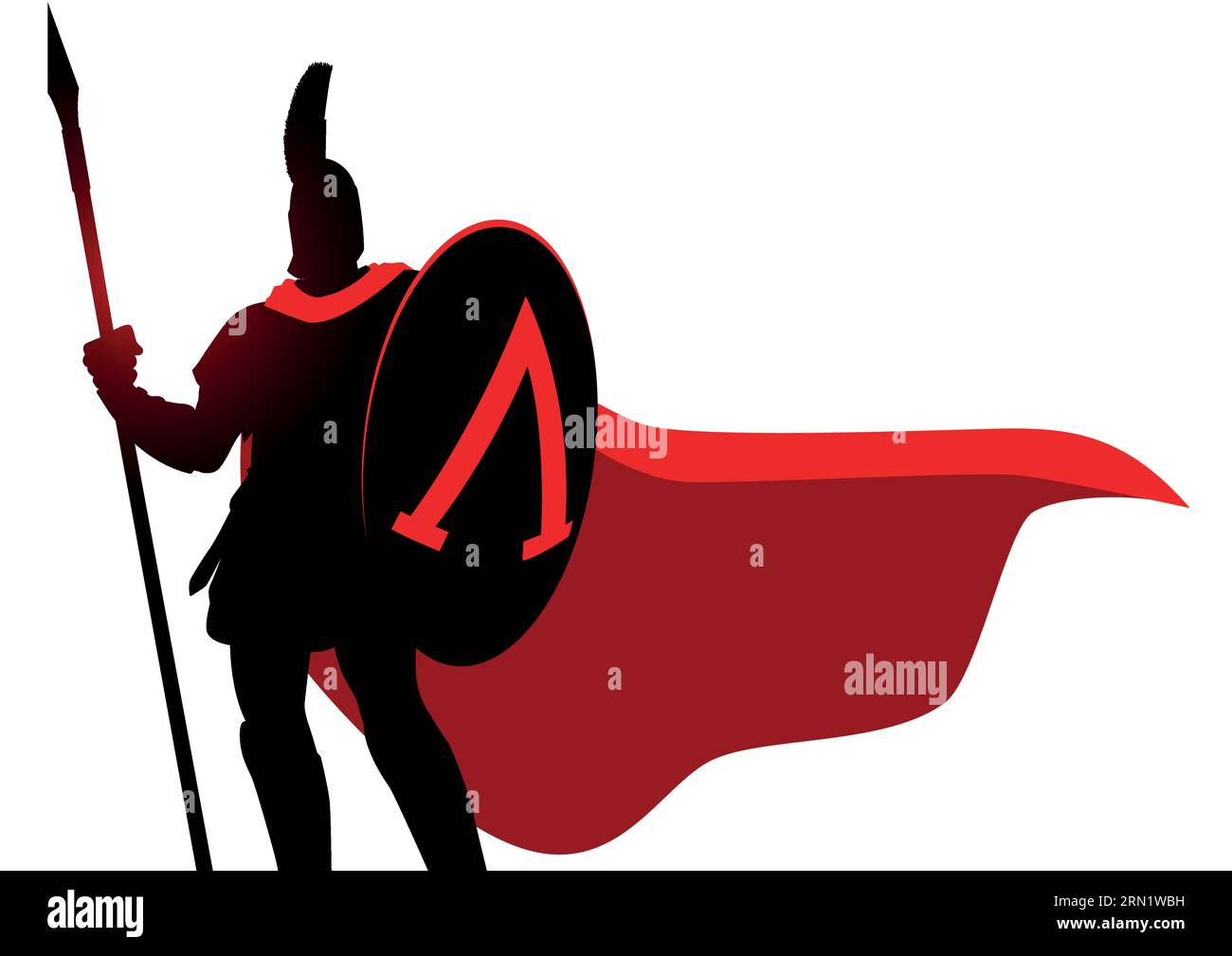 Illustration vectorielle simple de l'ancien guerrier portant un casque et du rouge cloaque Illustration de Vecteur