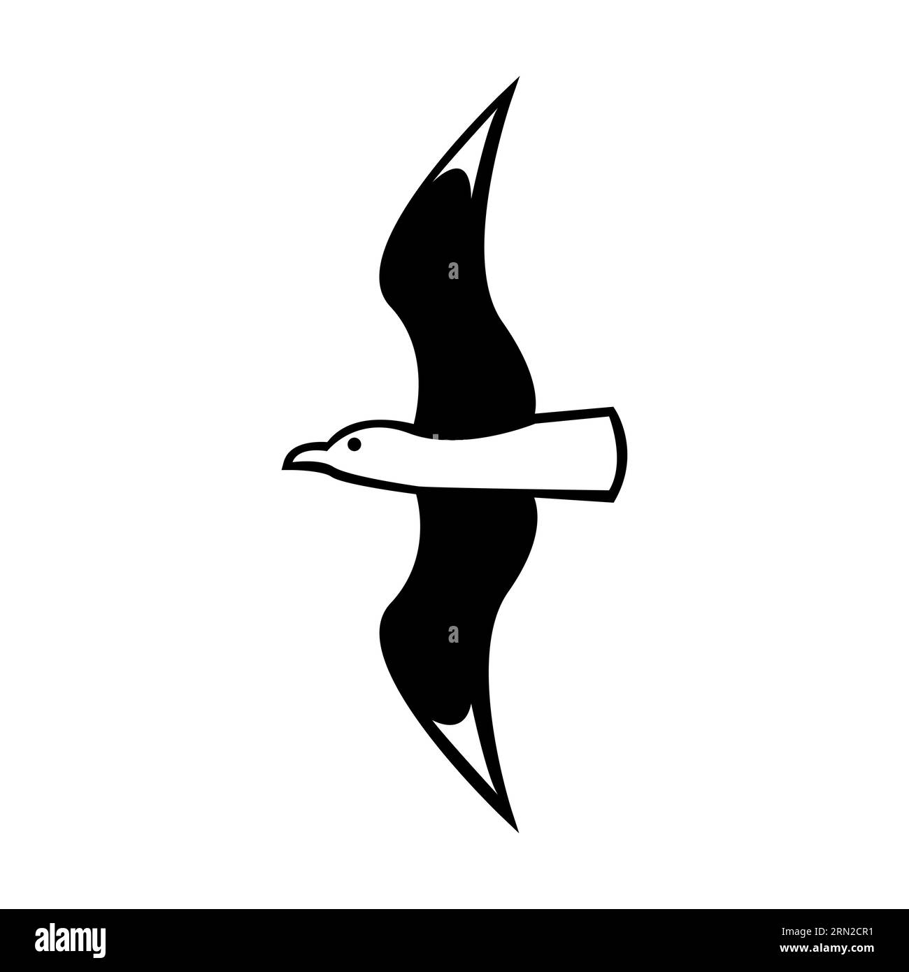 Silhouette noire d'albatros isolé sur blanc Illustration de Vecteur