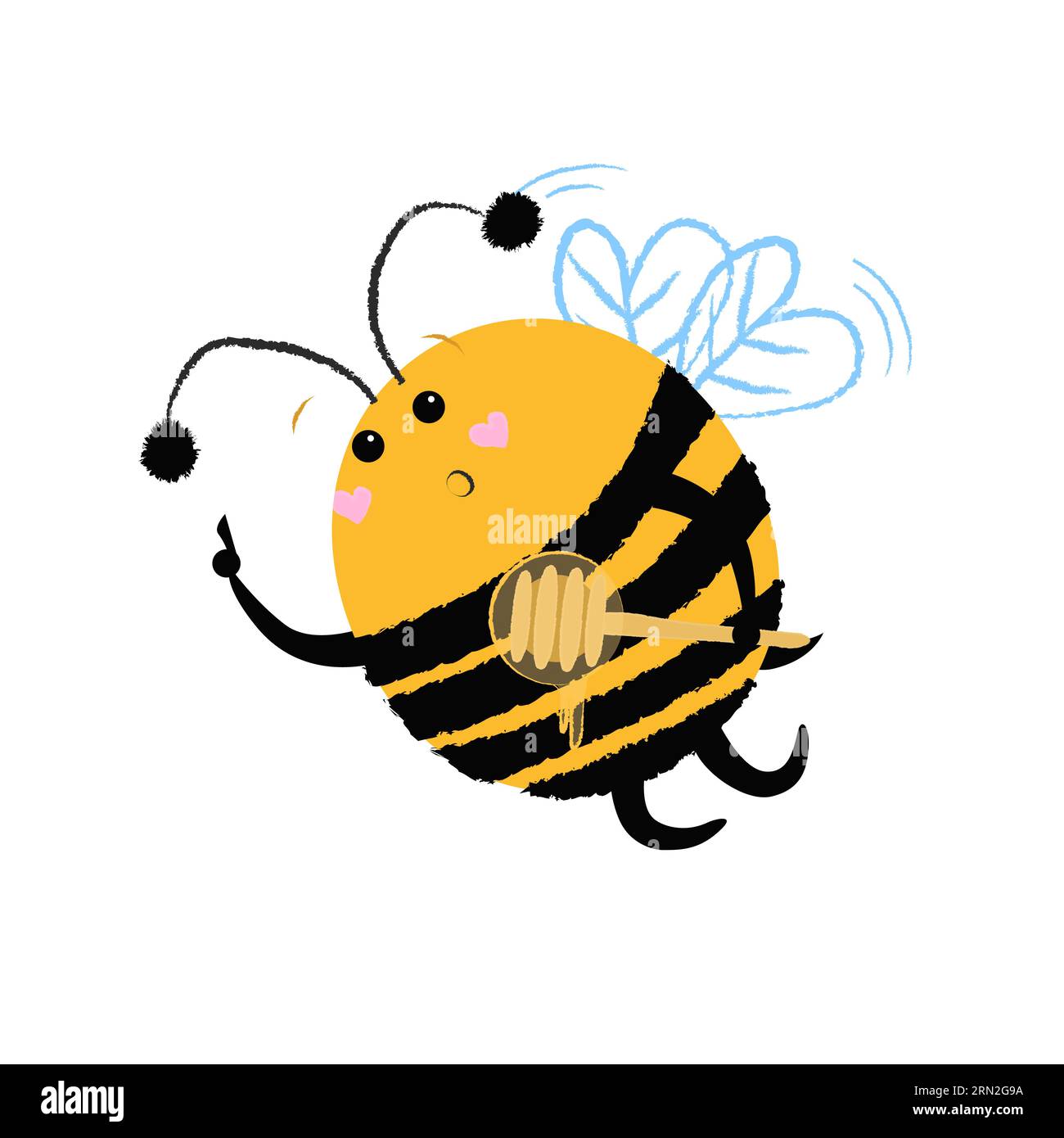 Mignonne abeille tenant le plongeur de miel Illustration de Vecteur