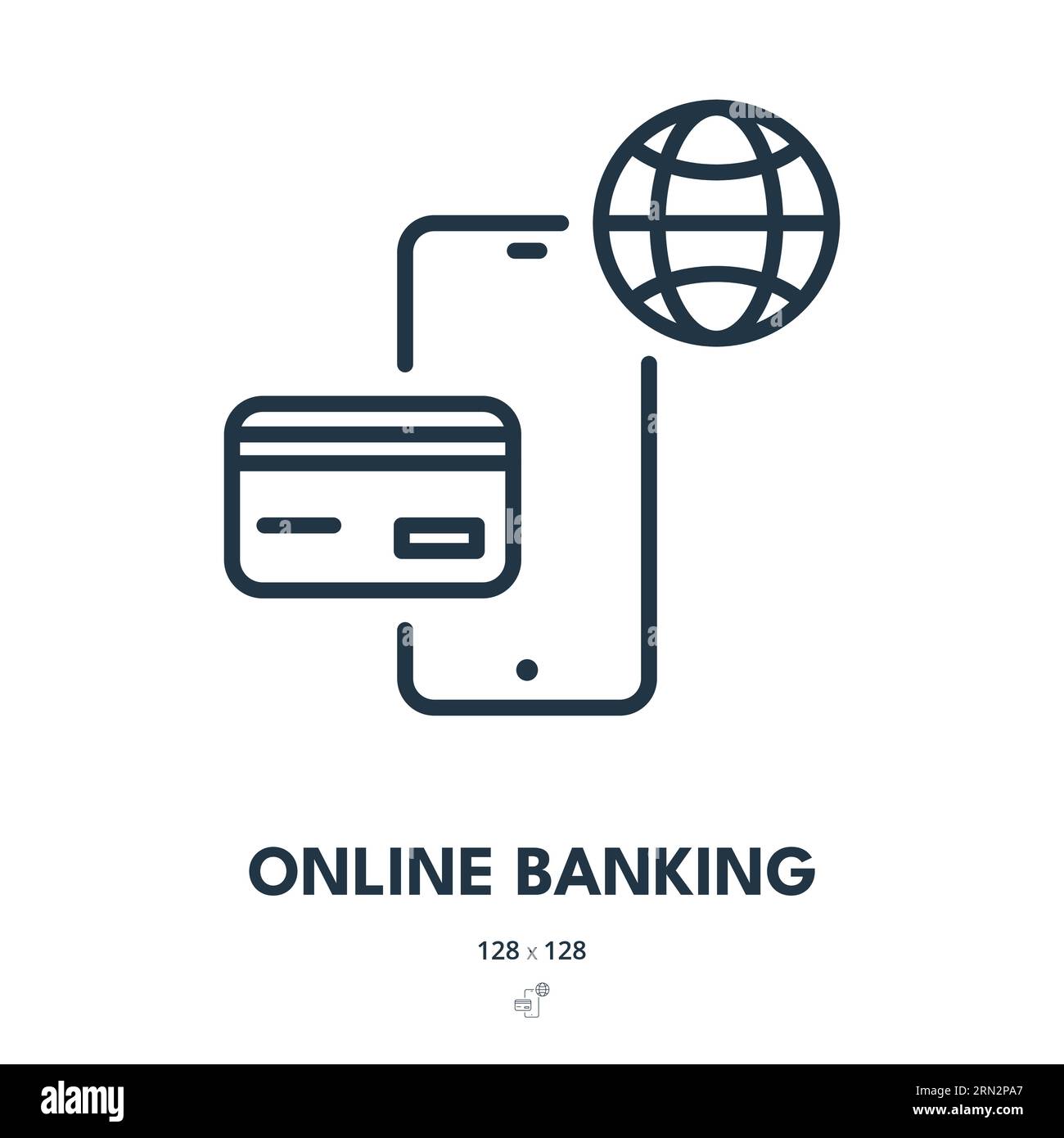 Icône Services bancaires en ligne. Banque, numérique, Portefeuille. Contour modifiable. Icône vecteur simple Illustration de Vecteur