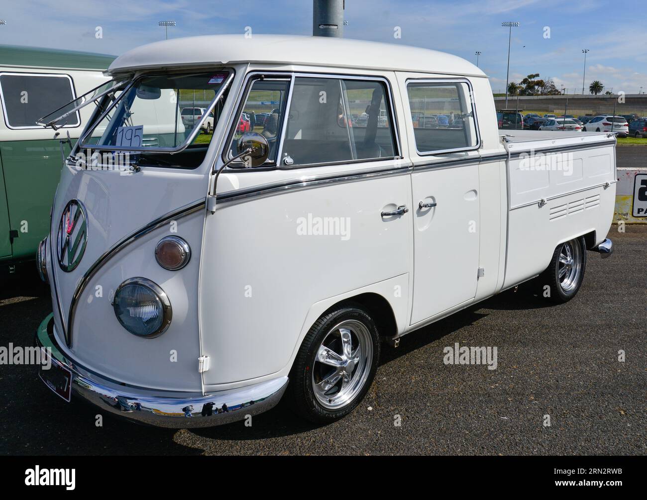 Volkswagen VW Kombi transporter Mini Van blanc Vintage Retro Show Shine Day Out, Melbourne Victoria Banque D'Images