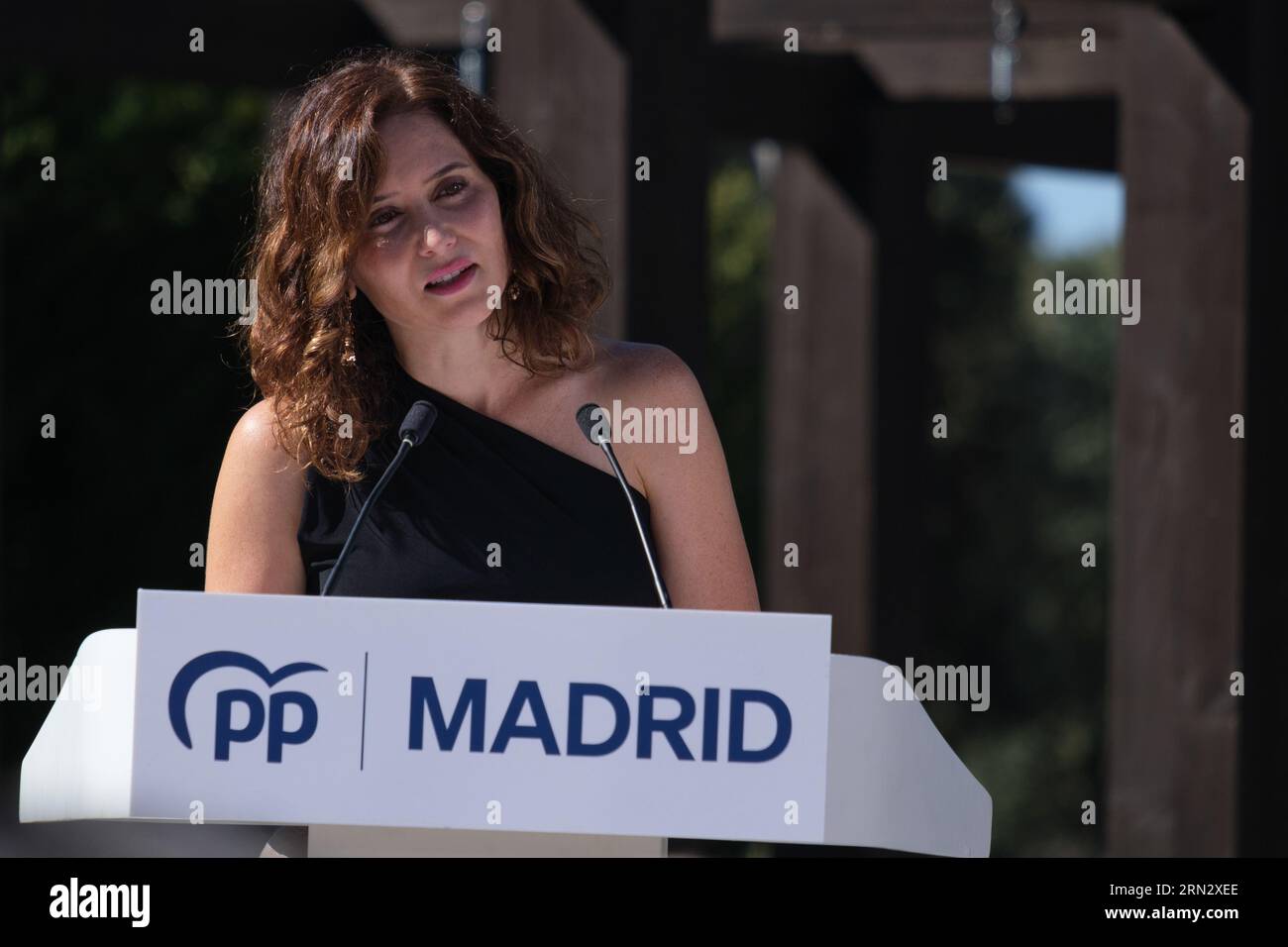 La présidente de la Communauté de Madrid, Isabel Díaz Ayuso , lors d'un événement qui ouvre le cours politique du PP, le 31 août 2023, Madrid, S. Banque D'Images
