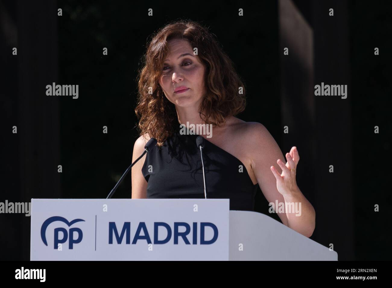 La présidente de la Communauté de Madrid, Isabel Díaz Ayuso , lors d'un événement qui ouvre le cours politique du PP, le 31 août 2023, Madrid, S. Banque D'Images