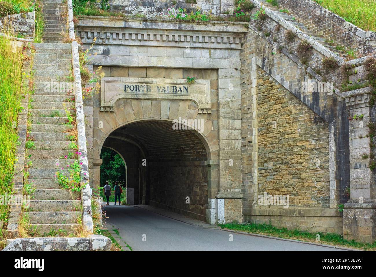 France, Morbihan, Belle Ile en Mer, le Palais, enceinte urbaine du Palais conçue par Vauban mais construite entre 1802 et 1877 par Marescot Banque D'Images