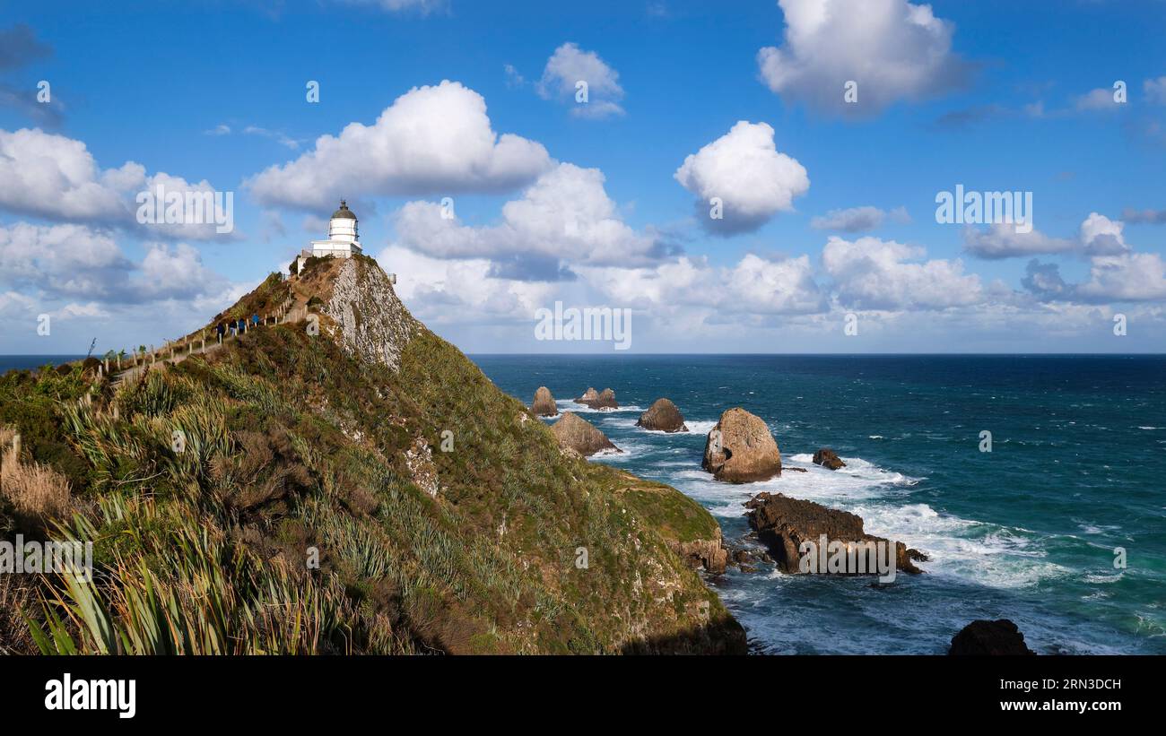 Nouvelle-Zélande, Île du Sud, Catlins Coast, Nugget point, phare de Nugget point Banque D'Images