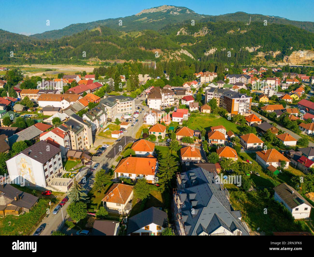 Monténégro, montagnes du Nord, Kolasin (vue aérienne) Banque D'Images