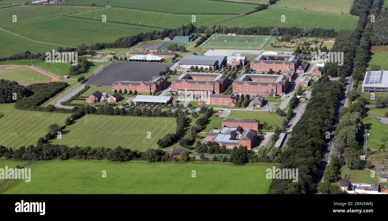 Vue aérienne de l'Army Foundation College (Uniacke Barracks) à Killinghall près de Harrogate, North Yorkshire Banque D'Images