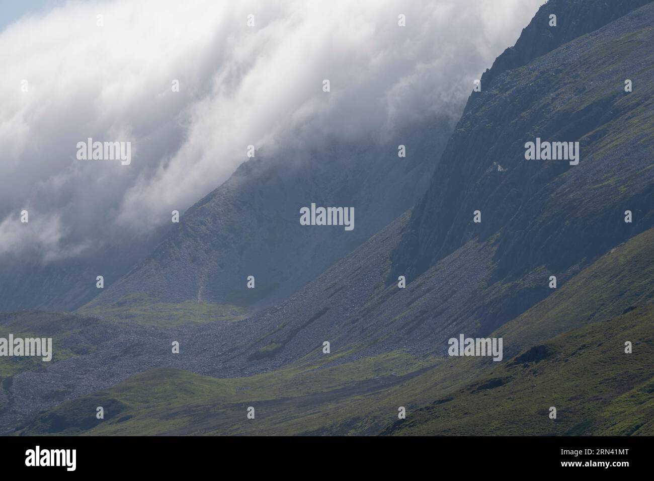 Cadair Idris et les terres agricoles environnantes vues de Pared y Cefn-hir, Llynnau Creggenen, Dolgellau, pays de Galles Banque D'Images