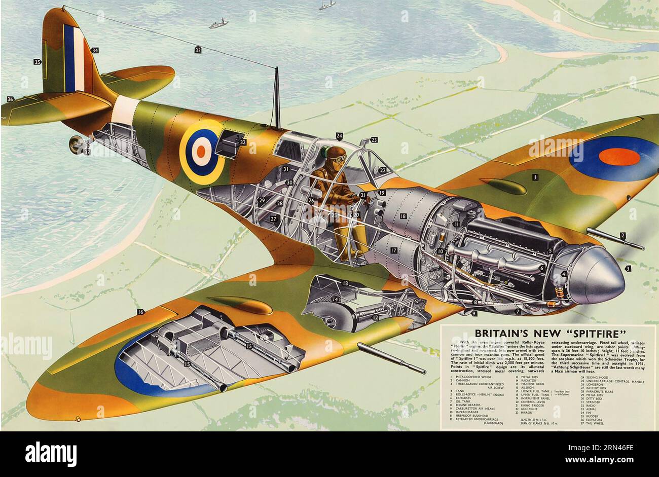 SUPERMARINE SPITFIRE. Affiche du UK Office of War information sur 1942 Banque D'Images