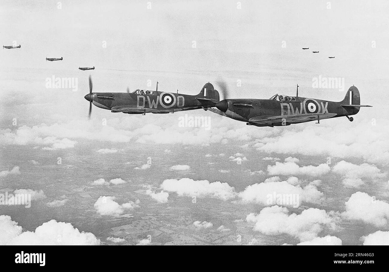 SUPERMARINE SPITFIRE. Le Spitfire Mk IAS du 610e escadron de la RAF basé à Biggin Hill le 24 juillet 1940 Banque D'Images