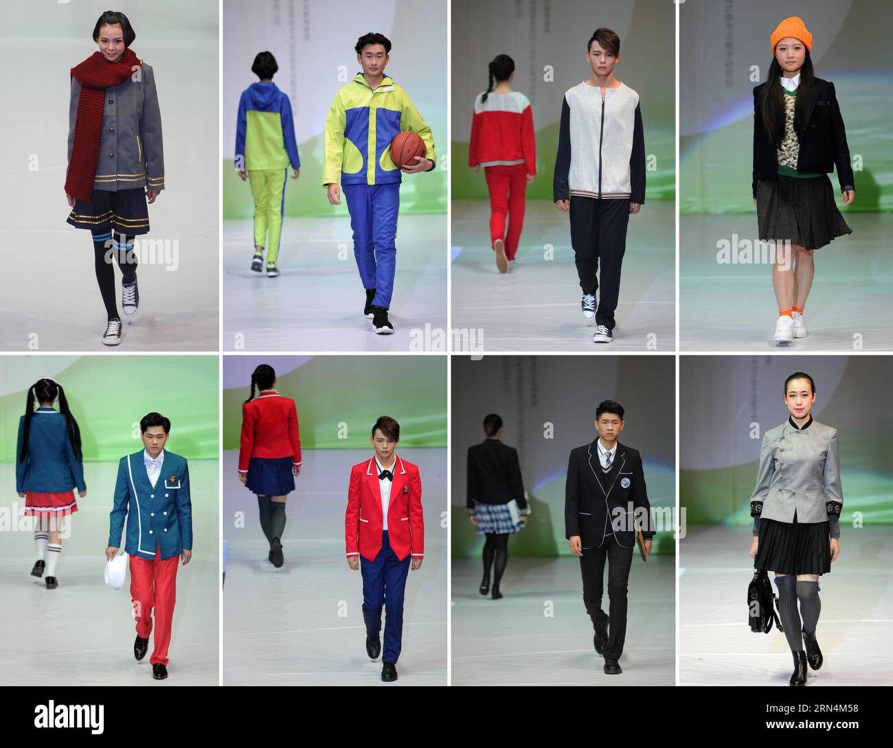 (150524) -- YIYANG, -- des créations montrées par des mannequins sont vues sur la photo combinée lors d'un concours de conception d'uniformes scolaires au Hunan Arts and Crafts Vocational College à Yiyang, province du Hunan en Chine centrale, le 23 mai 2015.) (mt) CHINA-HUNAN-YIYANG-FASHION SHOW (CN) LixGa PUBLICATIONxNOTxINxCHN 150524 Yiyang créations présentées par des modèles sont des lacs dans la combinaison photo lors d'un concours de conception d'UNIFORMES scolaires AU Hunan Arts and Crafts Vocational College à Yiyang Central China S Hunan province mai 23 2015 Mt China Hunan Yiyang Fashion Show CN LixGa PUBLICATIONxNOTxINxCHN Banque D'Images