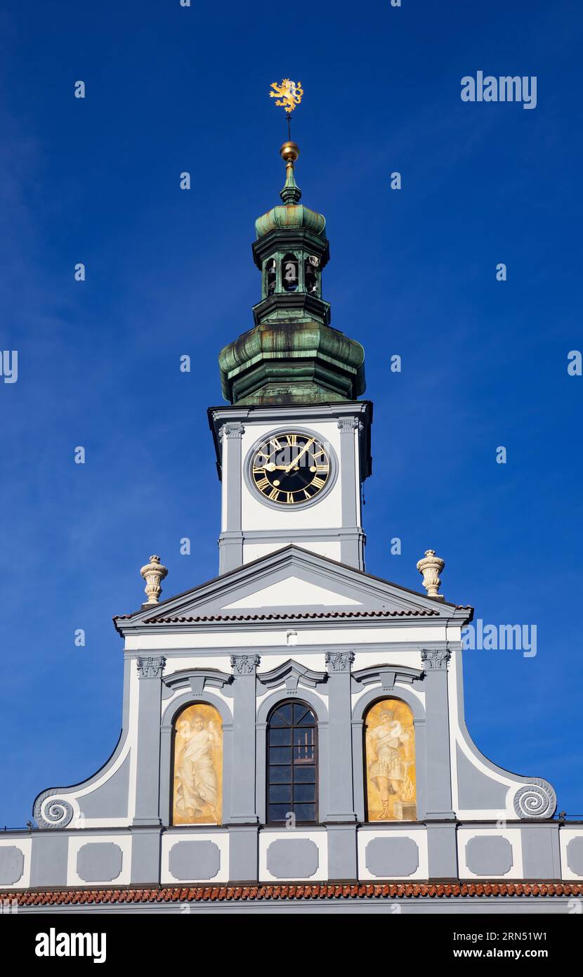 Hôtel de ville sur la place Premysl Otakar II dans la vieille ville historique de Ceske Budejovice, ?eske Bud?jovice, Bohême du Sud, République tchèque Banque D'Images