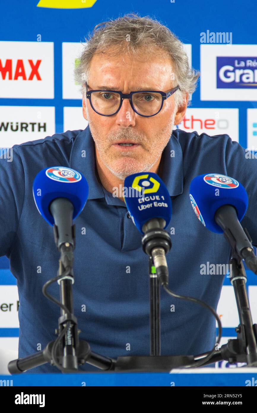 Coach Laurent BLANC (Olimpique Lyon) en conférence de presse Banque D'Images