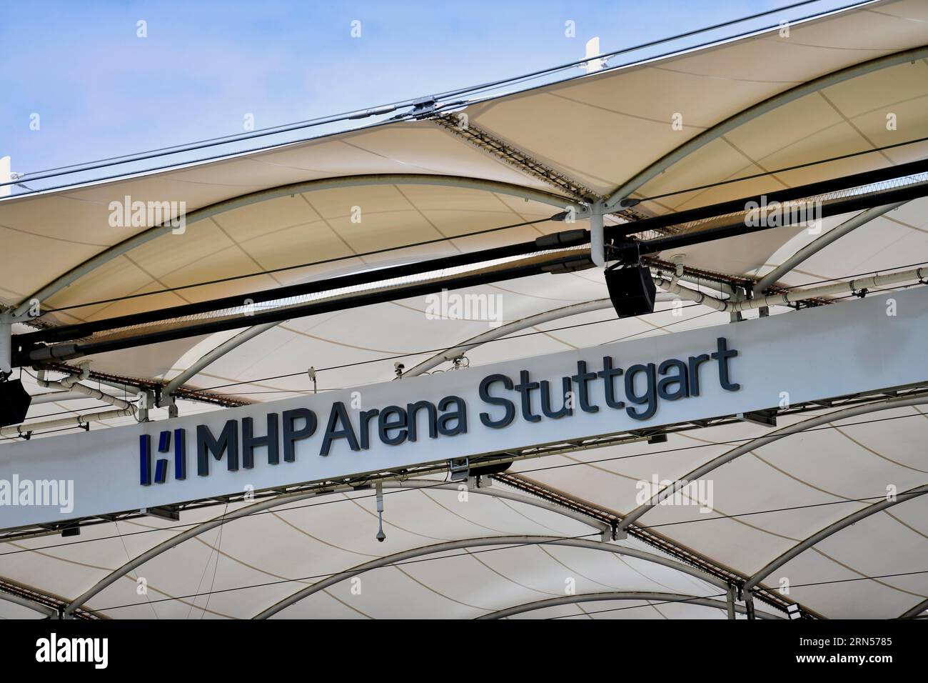 Nouveau logo du MHPArena, Stuttgart, Baden-Wuerttemberg, Allemagne Banque D'Images