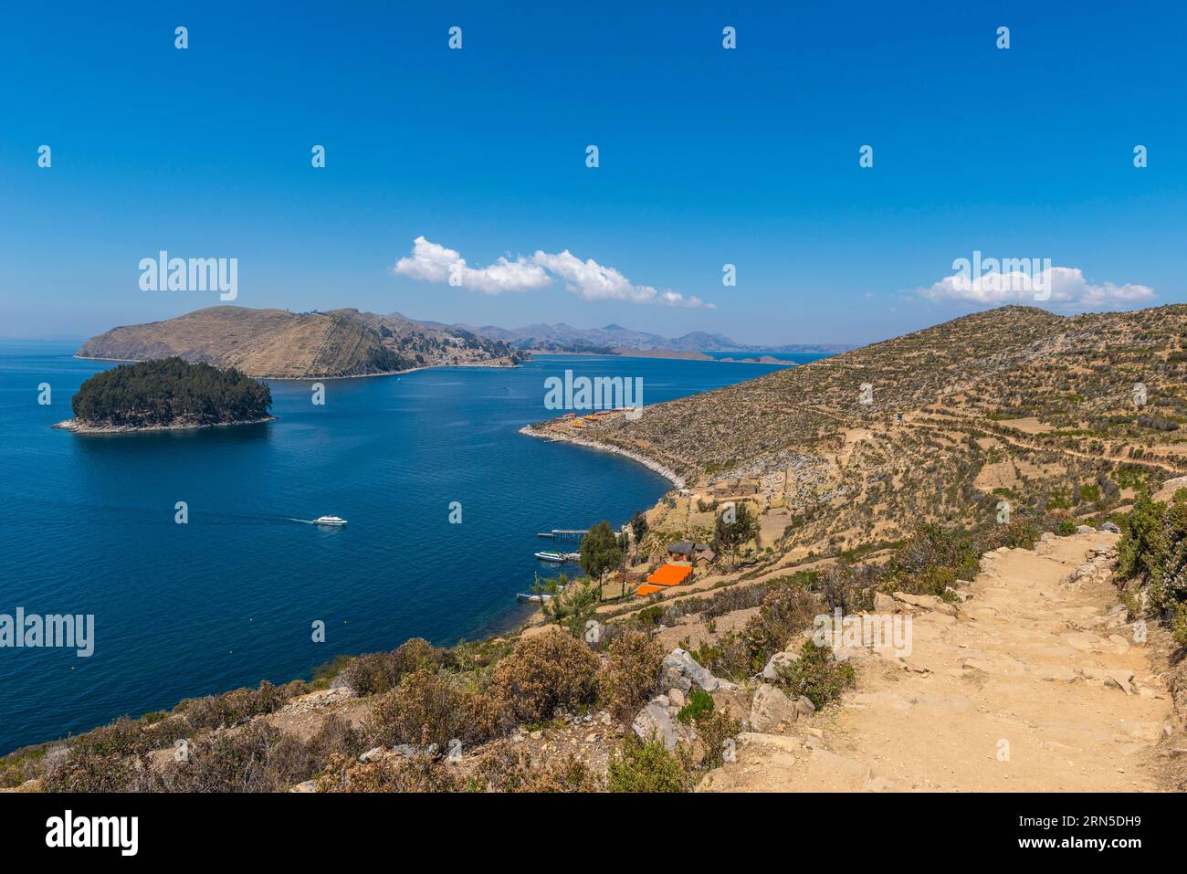 Agriculture en terrasses, Isla del sol, Île du Soleil, Comunidad Yumani, Municipalité de Yumani, Centre spirituel, Lac Titicaca, altitude 3, 812 Banque D'Images