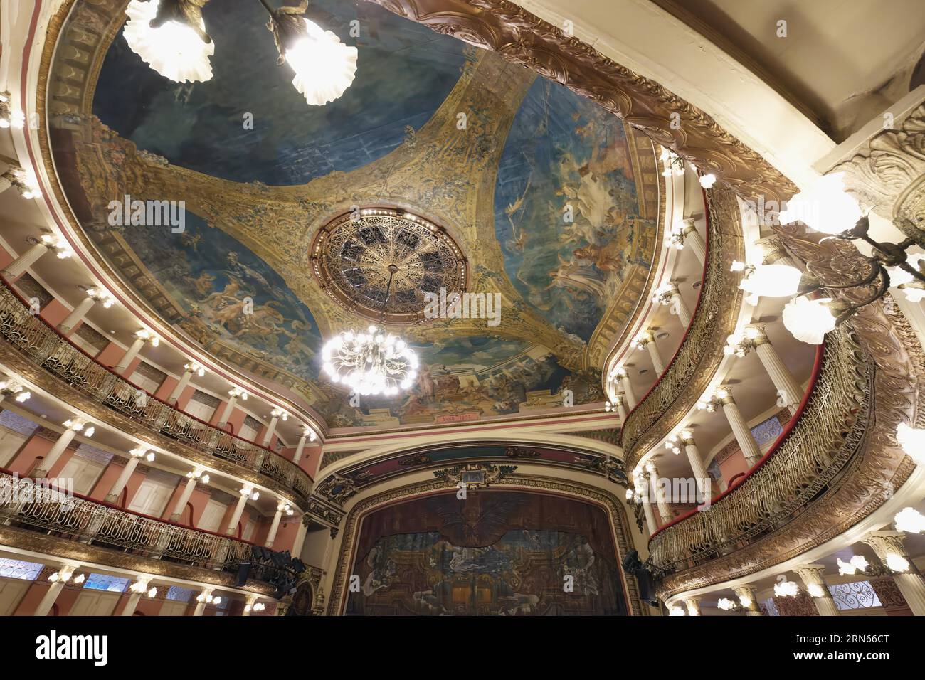 Théâtre Belle Epoque Amazonie, plafond de salle de concert, Manaus, État d'Amazonie, Brésil Banque D'Images