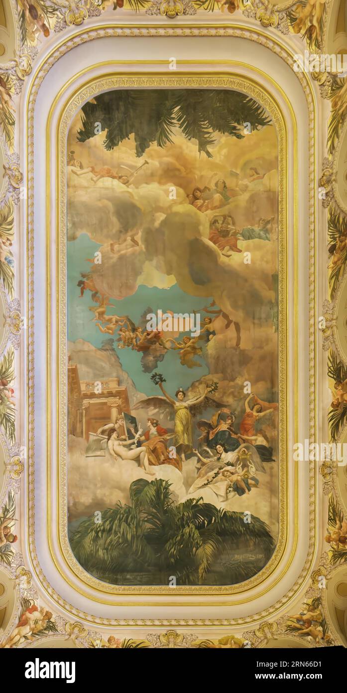 Théâtre Belle Epoque de l'Amazonie, fresques de la salle Noble, Manaus, État de l'Amazonie, Brésil Banque D'Images