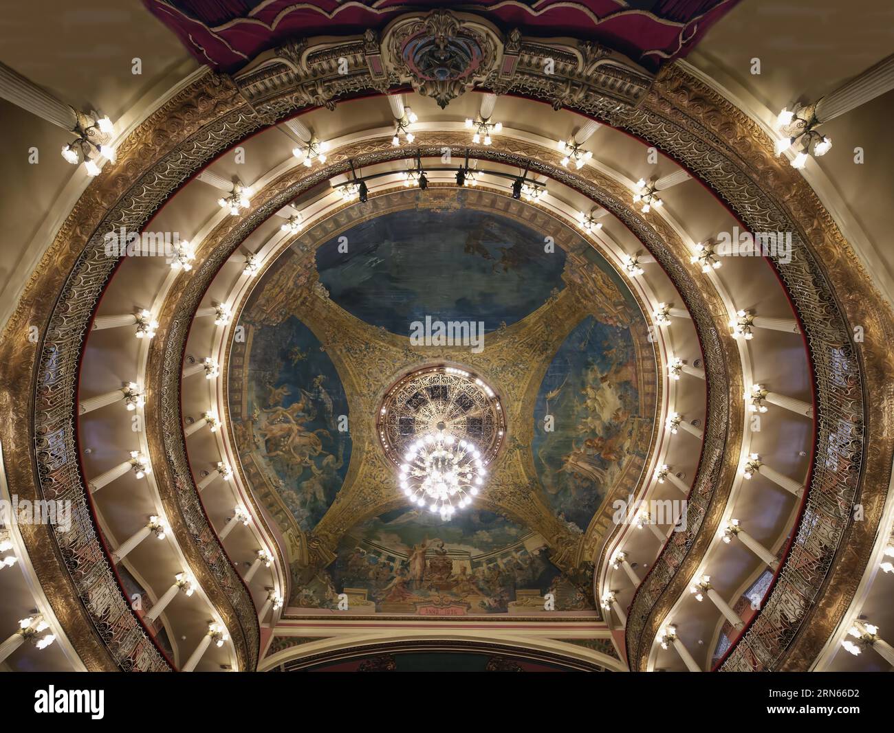 Théâtre Belle Epoque Amazonie, plafond de salle de concert, Manaus, État d'Amazonie, Brésil Banque D'Images