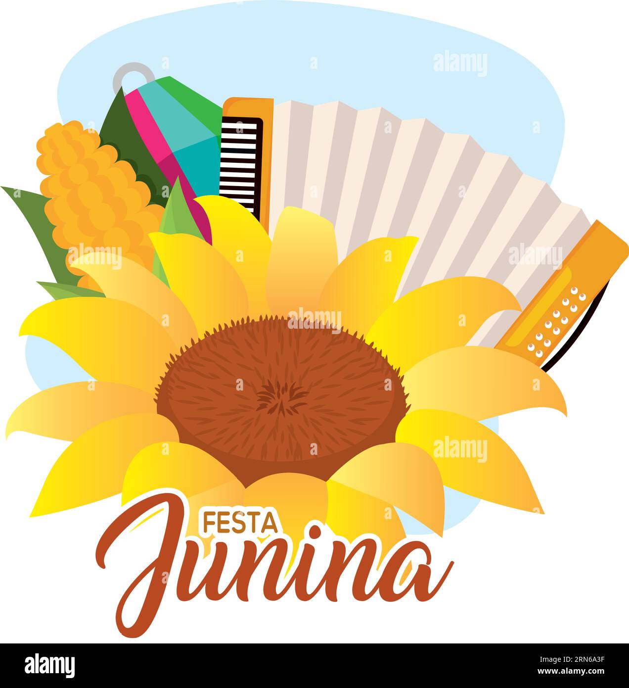 Modèle Festa Junina avec corn accordéon et un corn Vector Illustration de Vecteur