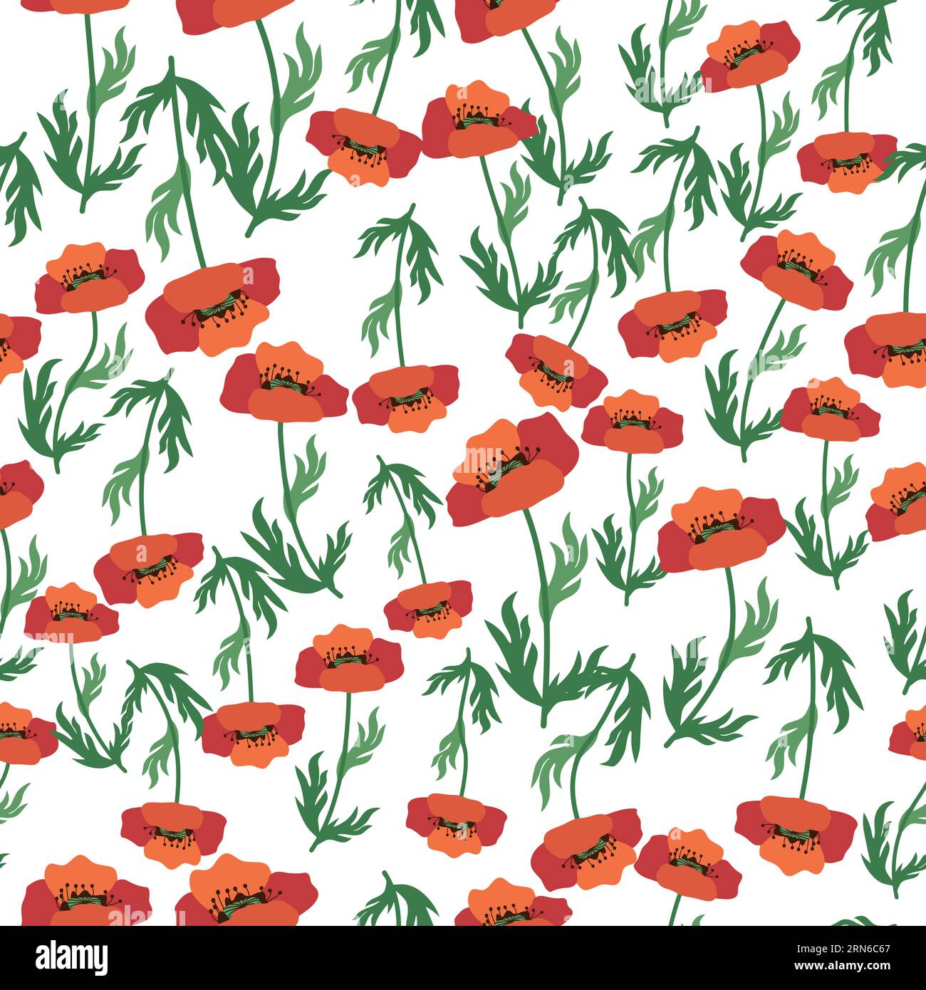 Motif sans couture d'été avec des fleurs de coquelicot rouge vif et des gousses de coquelicot. Champ, prairie de coquelicots. Illustration de Vecteur