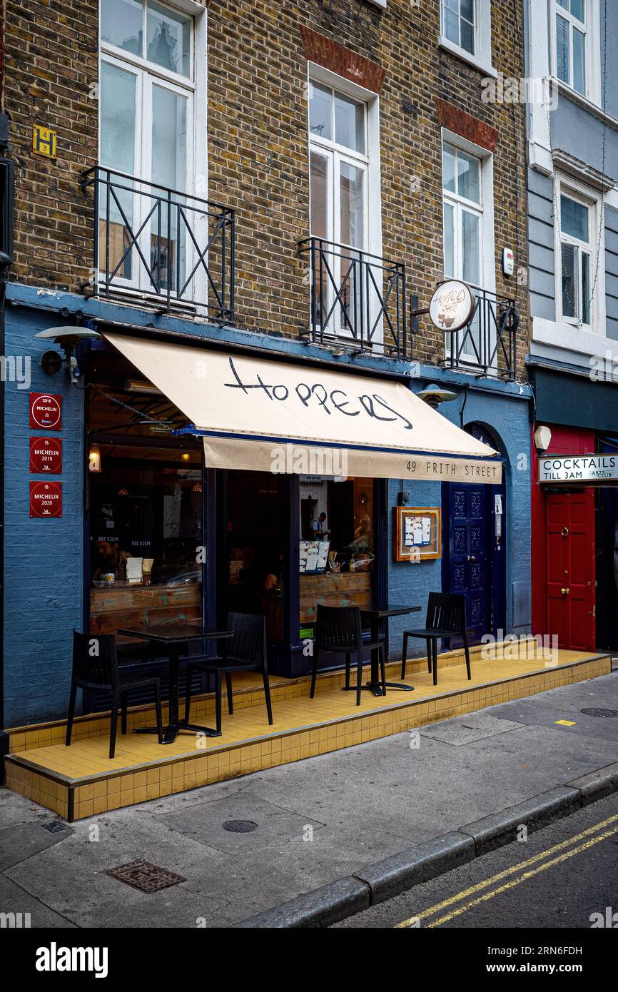 Hers Restaurant Soho London - le restaurant Hoppers sert une cuisine sri lankaise et sud-indienne au 49 Frith St Soho London. Banque D'Images