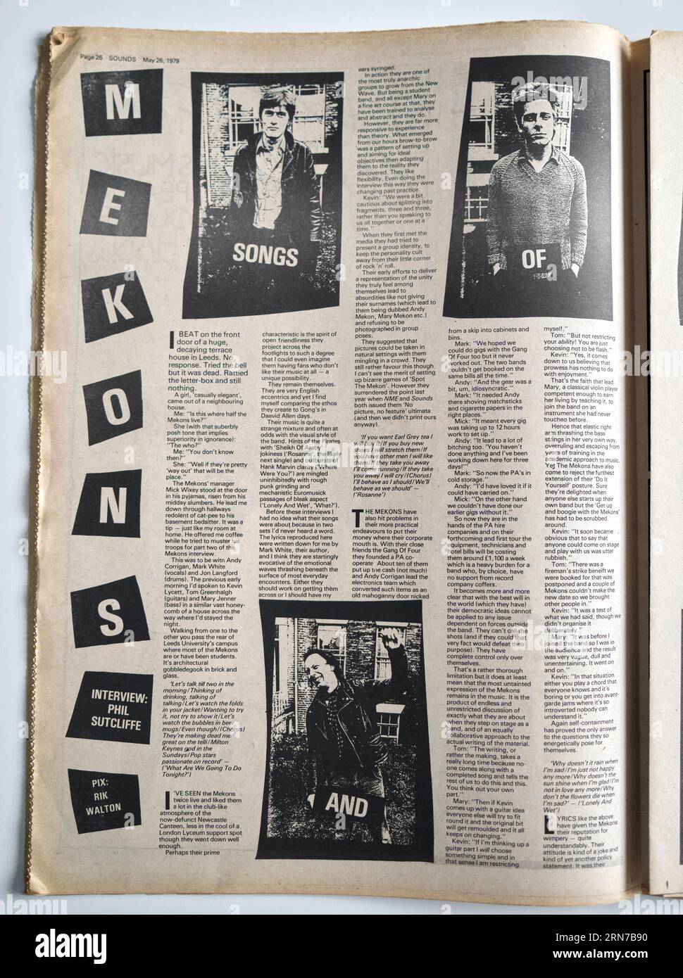 Les années 1970 présentent les Mekons dans Sounds un journal de musique britannique Banque D'Images