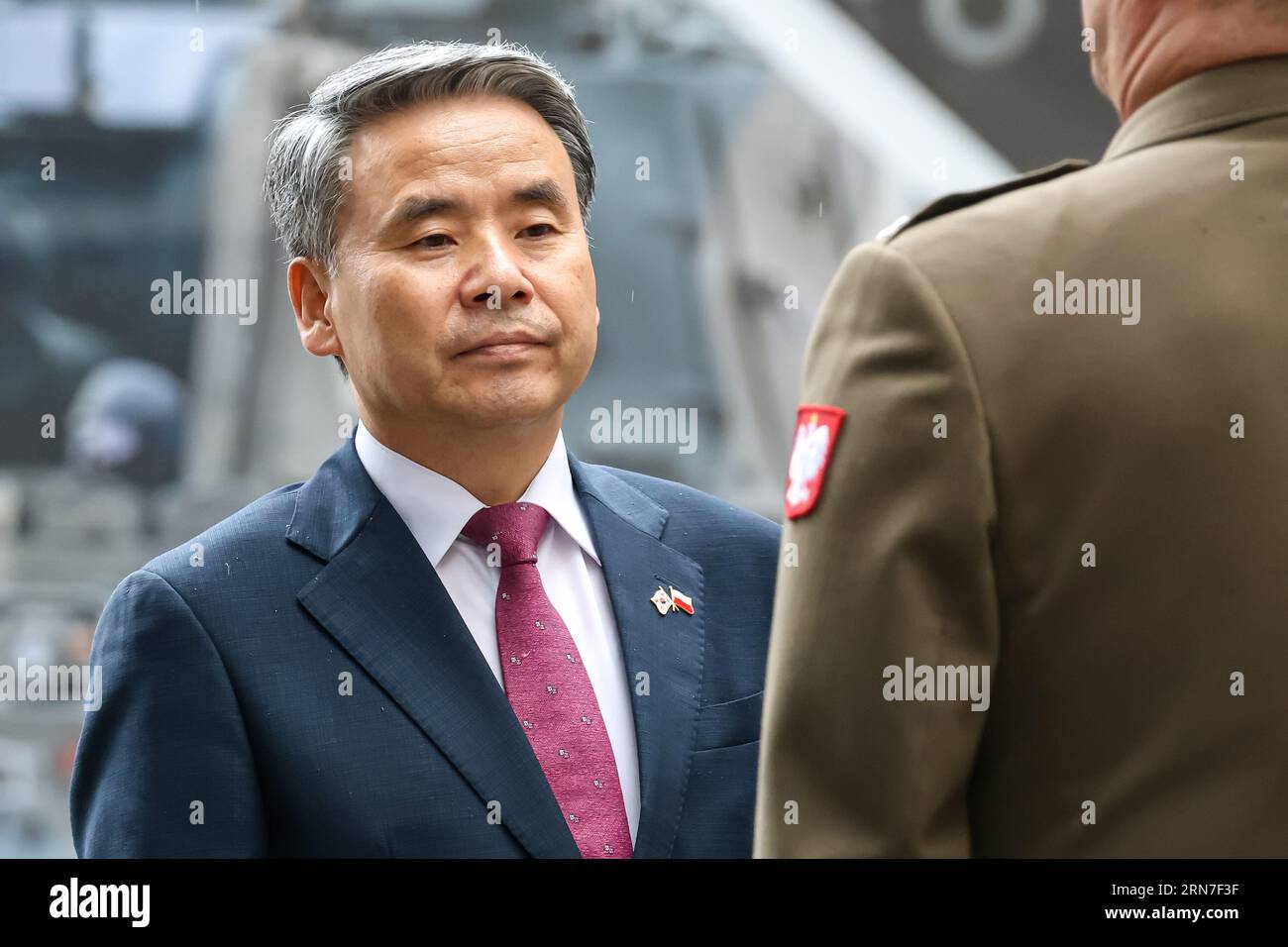 Varsovie, Pologne. 31 août 2023. Le ministre de la Défense de la République de Corée, Lee Jong-sup, se rend en Pologne pour une rencontre bilatérale avec le ministère de la Défense à Varsovie, la capitale de la Pologne, lors de la visite officielle des représentants de la République de Corée dans le pays du flanc oriental de l'OTAN. Les ministres ont parlé de la sécurité des membres de l'OTAN face à l'agression russe en Ukraine (le voisin immédiat de la Pologne) ainsi que des accords commerciaux sur les armes. Crédit : SOPA Images Limited/Alamy Live News Banque D'Images