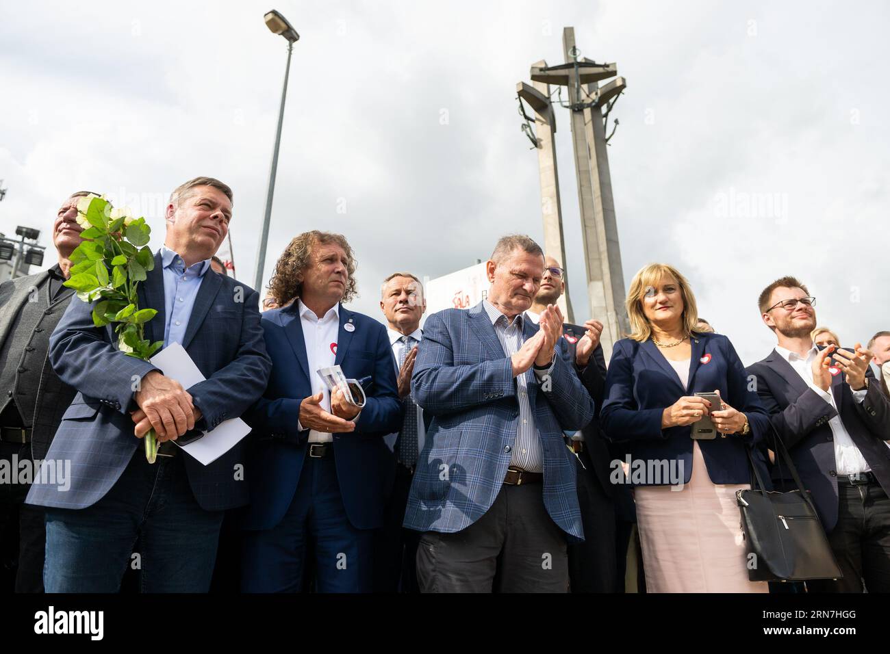 Gdansk, Pologne. 31 août 2023. Maire de Sopot Jacek Karnowski vu lors du 43e anniversaire d'août 1980 ententes à la place de la solidarité. Les accords ont été un début symbolique du syndicat solidarité. Ils ont mis fin à la vague de grèves ouvrières en 1980 et ont contribué au rôle croissant de Lech Walesa et à la chute du communisme en Pologne en 1989. Crédit : SOPA Images Limited/Alamy Live News Banque D'Images