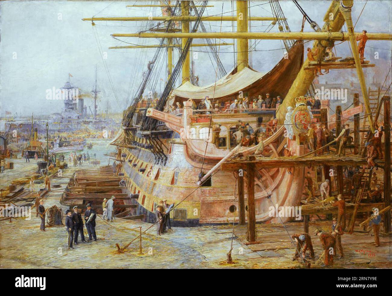 Restauration du HMS Victory 1925 par William Lionel Wyllie Banque D'Images