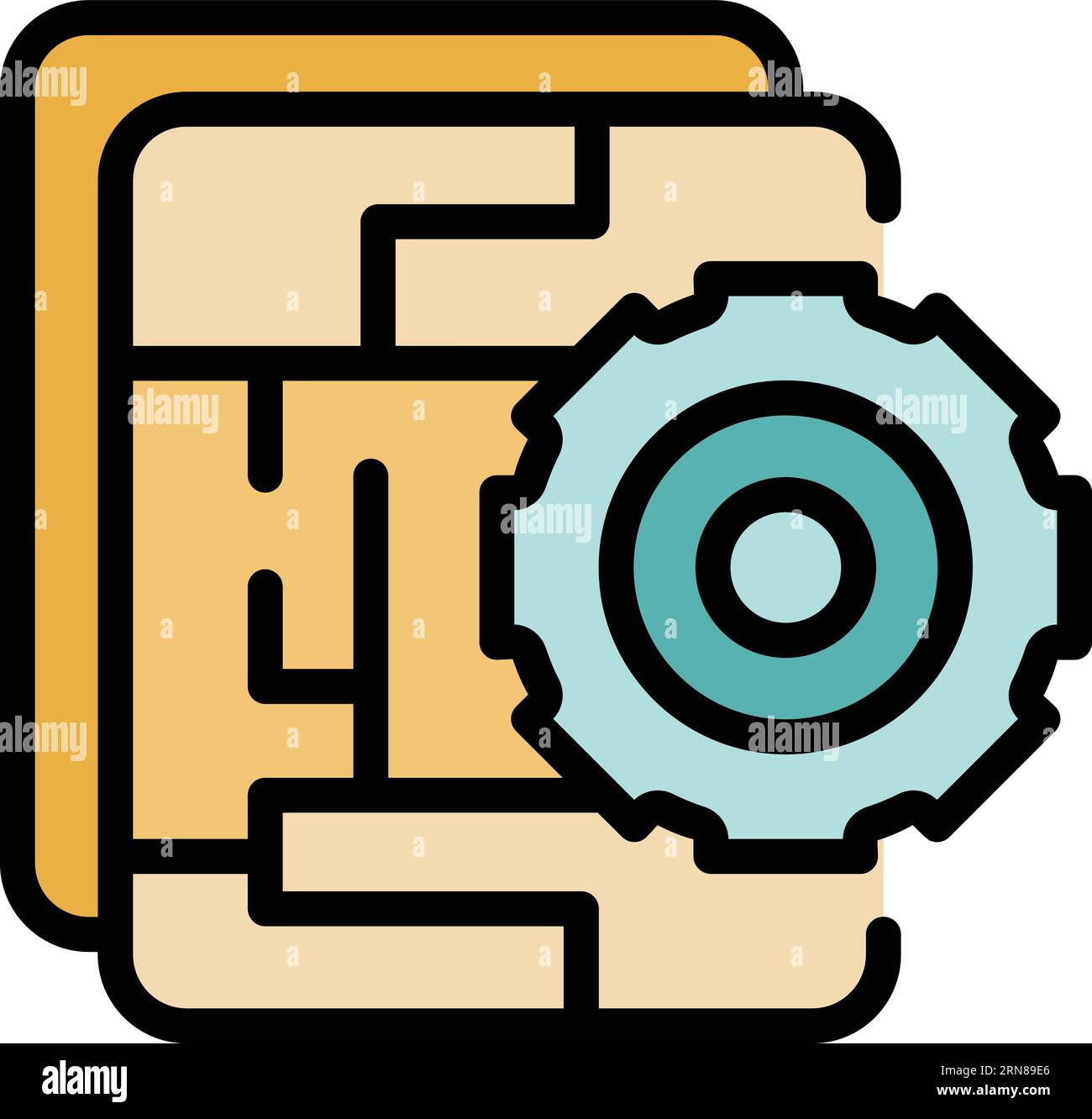 Vecteur de contour d'icône de compétence d'engrenage. Carrière de courage. Couleur de détermination d'objectif à plat Illustration de Vecteur