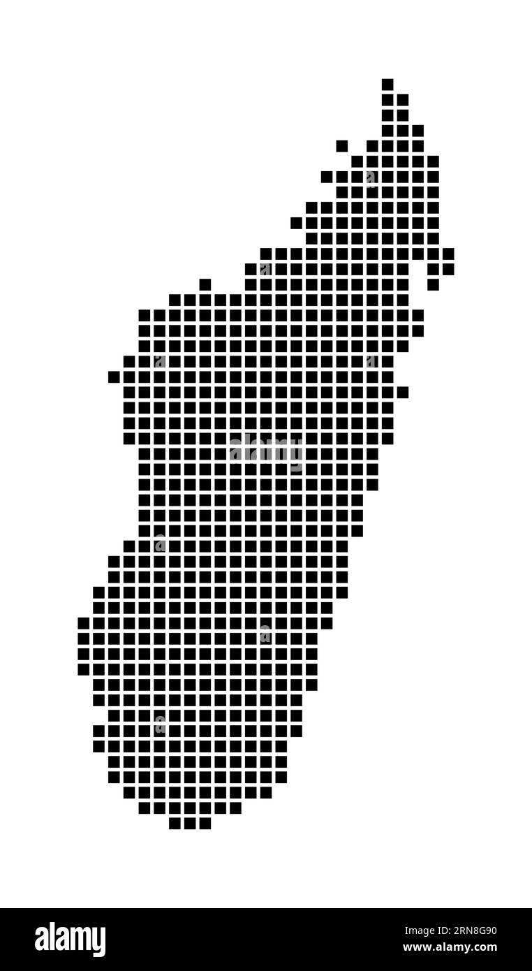 Carte Madagascar. Carte de Madagascar en pointillés. Bordures du pays remplies de rectangles pour votre conception. Illustration vectorielle. Illustration de Vecteur