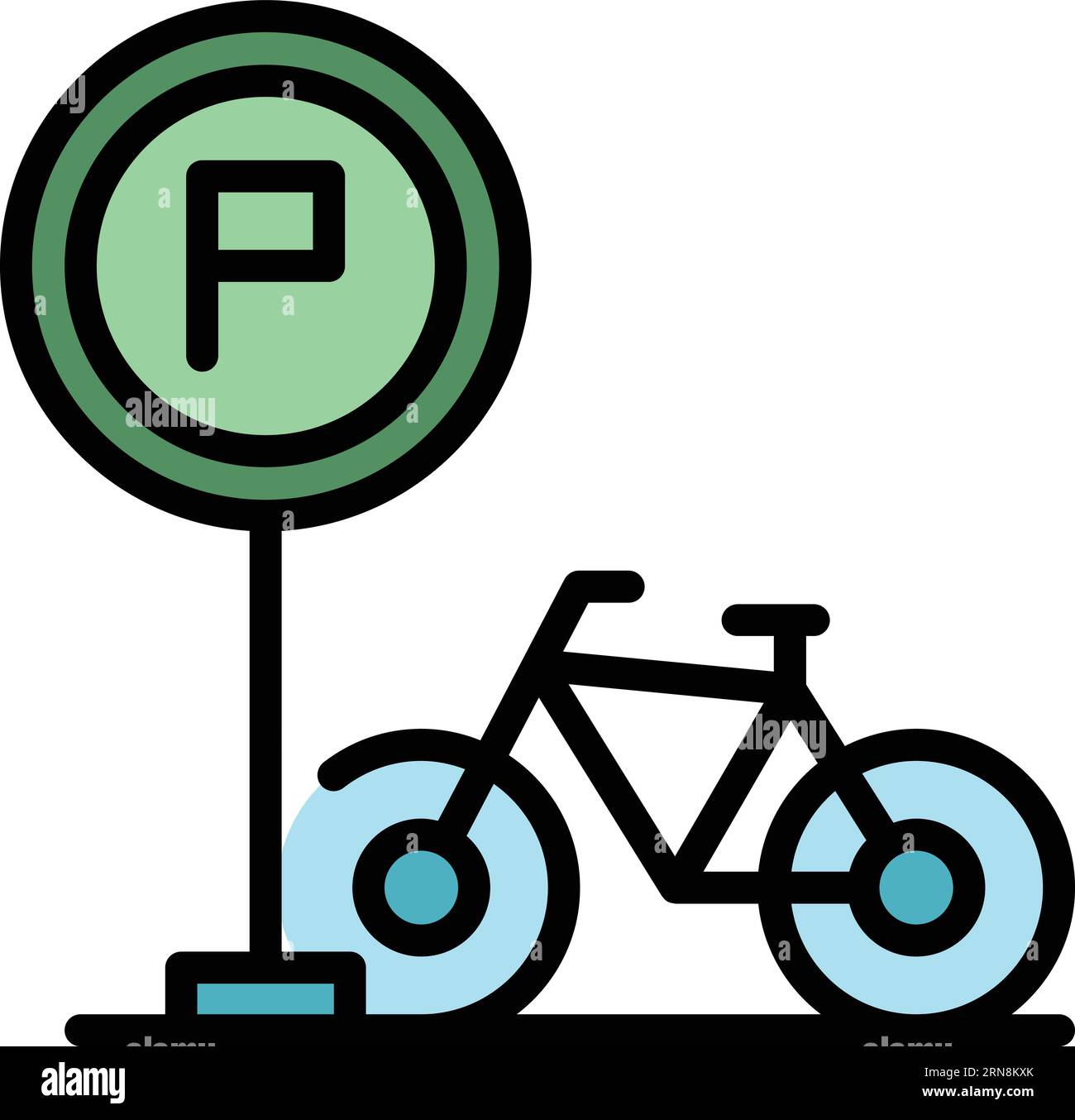 Vecteur de contour d'icône de stationnement de vélo de ville. Cycle de stationnement. Zone placer la couleur à plat Illustration de Vecteur