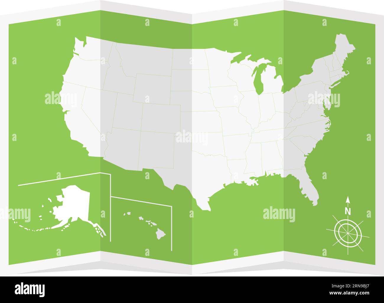 Illustration vectorielle d'une carte des États-Unis à quatre volets Illustration de Vecteur