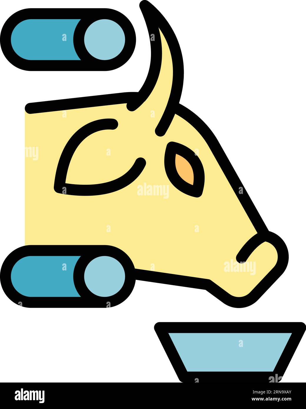 Vecteur de contour d'icône de lait de vache. Élevage bovin. Angus couleur animale plat Illustration de Vecteur