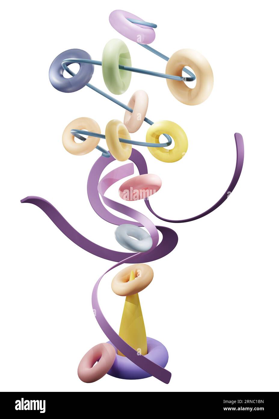 Illustration de forme abstraite colorée en 3D. Éléments de conception ludiques forme 3D. Rendu 3D d'arrière-plan abstrait. Banque D'Images