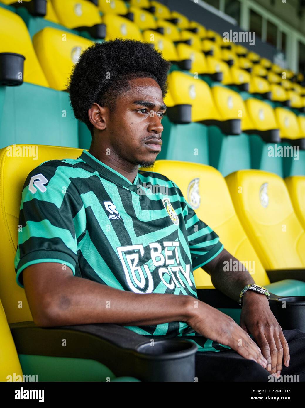 Sittard, pays-Bas. 01 septembre 2023. SITTARD, PAYS-BAS - AOÛT 30 : Iman Griffith de Fortuna Sittard lors de la présentation d'Iman Griffith au Fortuna Sittard Stadion le 30 août 2023 à Sittard, pays-Bas. (Photo d'Orange Pictures) crédit : Orange pics BV/Alamy Live News Banque D'Images