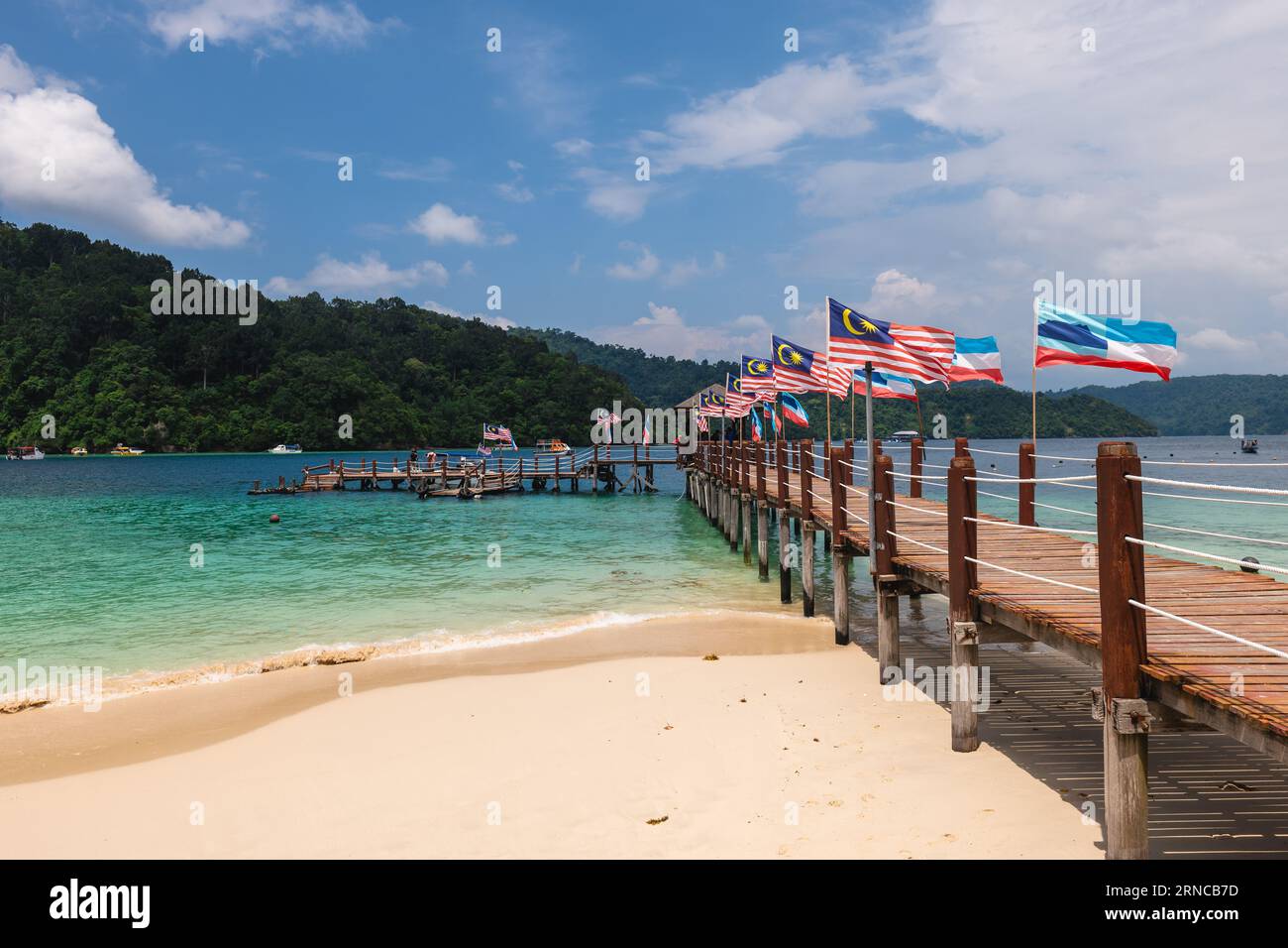 Jetée de l'île de SAPI, une île du parc national de Tunku Abdul Rahman à Sabah, Malaisie Banque D'Images