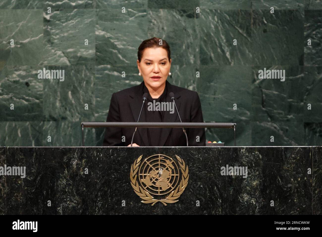 La Princesse Lalla Hasna du Maroc s’adresse à la cérémonie d’ouverture de la cérémonie de signature de haut niveau de l’Accord de Paris sur le climat au siège des Nations Unies à New York, le 22 avril 2016. Les dirigeants d'au moins 175 pays ont signé ici l'Accord historique de Paris sur le changement climatique, marquant ainsi la première étape vers l'entrée en vigueur du pacte. CÉRÉMONIE DE SIGNATURE DE L'ACCORD ONU-PARIS LixMuzi PUBLICATIONxNOTxINxCHN la Princesse Lalla Hasna du Maroc s'adresse à la cérémonie d'ouverture de la cérémonie de signature de haut niveau de l'Accord de Paris SUR LE CLIMAT AU Siège des Nations Unies à New York en avril Banque D'Images