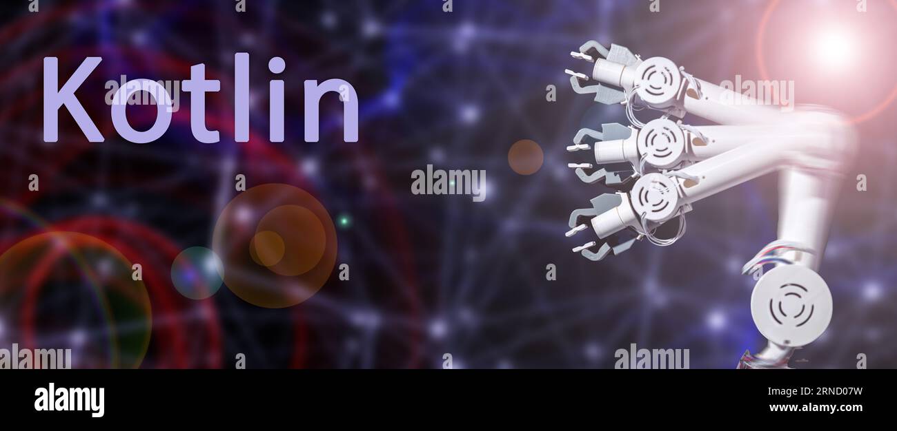 Kotlin Un langage multi-plateforme typé statiquement pour la JVM, Android et le développement natif, utilisé dans le développement d'applications Android Banque D'Images